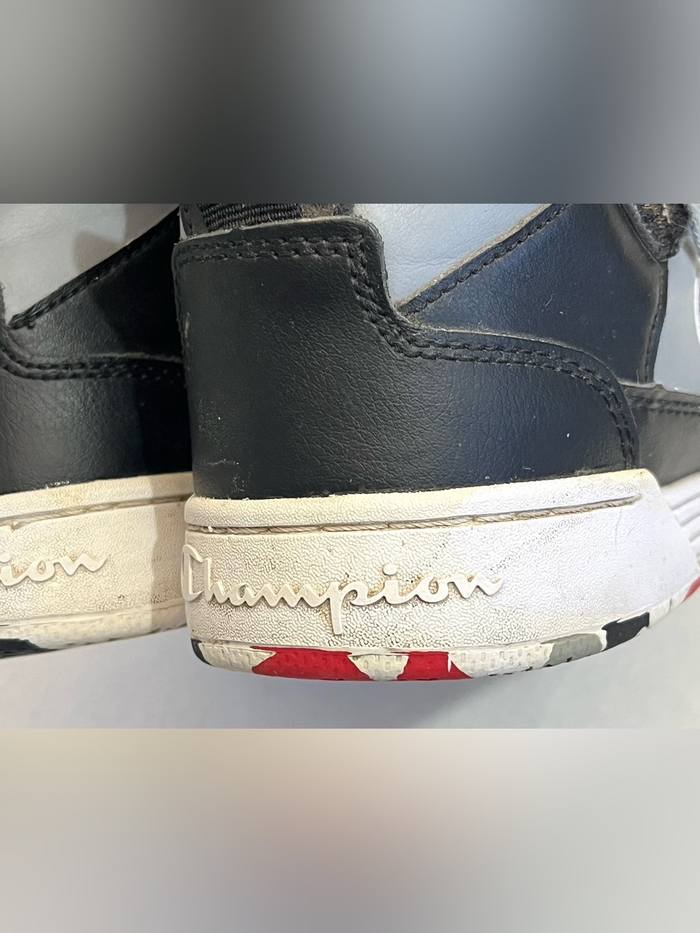 Champion Kids Light Gray & Black High-Top Sneakers with Red Accents Boys Size 4 - Picture 16 of 16